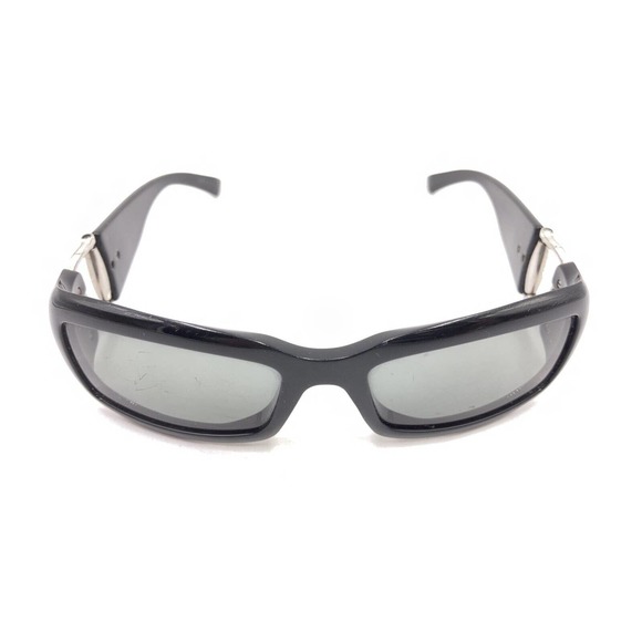Gucci Black Silver Rectangle Wrap Sunglasses Gray Lens Designer Men Women - Picture 2 of 12